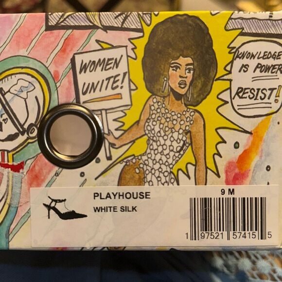 Jeffrey Campbell Playhouse Pointed Toe Satin White Pumps Size 9M - Picture 6 of 7